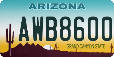 AZ license plate AWB8600