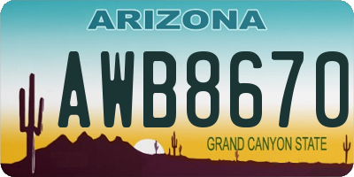 AZ license plate AWB8670
