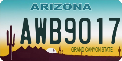 AZ license plate AWB9017