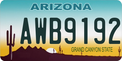AZ license plate AWB9192