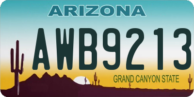 AZ license plate AWB9213