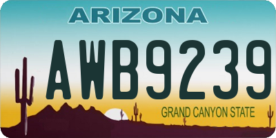 AZ license plate AWB9239