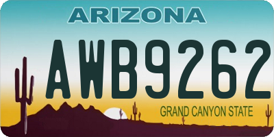 AZ license plate AWB9262