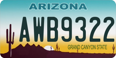 AZ license plate AWB9322