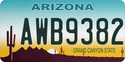 AZ license plate AWB9382