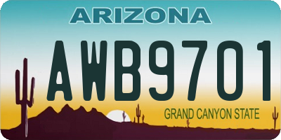 AZ license plate AWB9701
