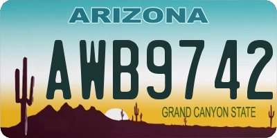 AZ license plate AWB9742