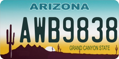 AZ license plate AWB9838