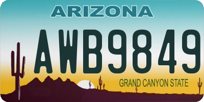 AZ license plate AWB9849