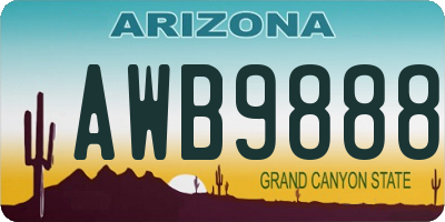 AZ license plate AWB9888