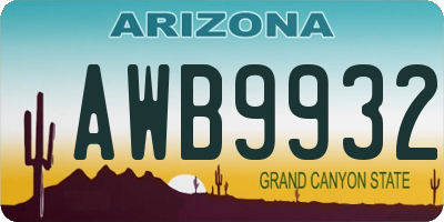 AZ license plate AWB9932