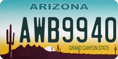 AZ license plate AWB9940