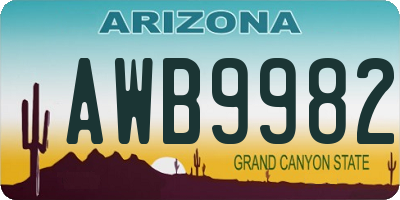 AZ license plate AWB9982
