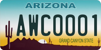 AZ license plate AWC0001