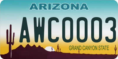 AZ license plate AWC0003