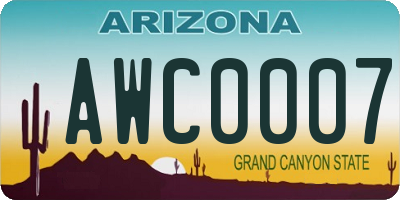 AZ license plate AWC0007
