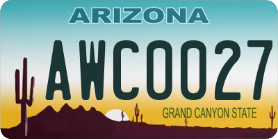 AZ license plate AWC0027