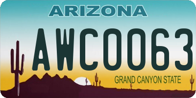 AZ license plate AWC0063