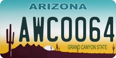 AZ license plate AWC0064