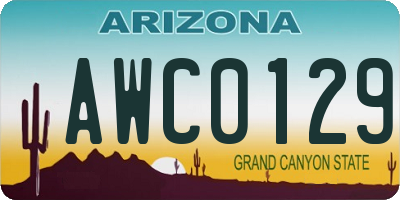 AZ license plate AWC0129
