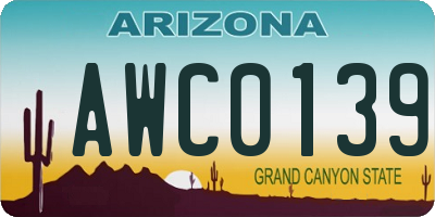 AZ license plate AWC0139