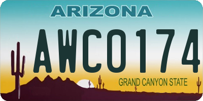 AZ license plate AWC0174