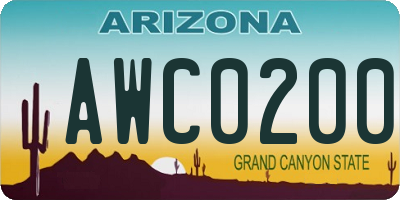 AZ license plate AWC0200