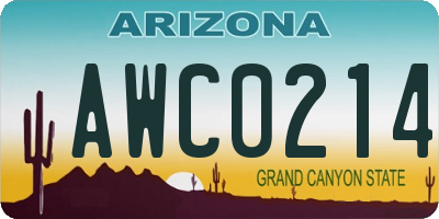 AZ license plate AWC0214