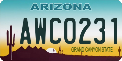 AZ license plate AWC0231
