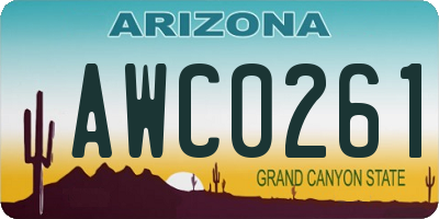AZ license plate AWC0261