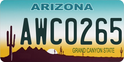 AZ license plate AWC0265