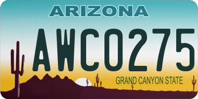 AZ license plate AWC0275