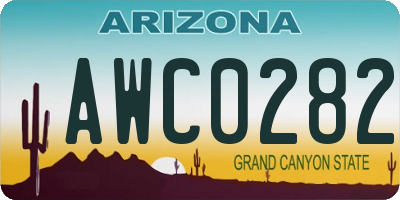 AZ license plate AWC0282