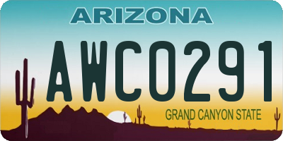 AZ license plate AWC0291