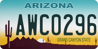 AZ license plate AWC0296