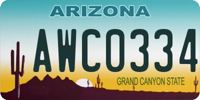 AZ license plate AWC0334