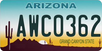 AZ license plate AWC0362