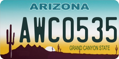 AZ license plate AWC0535