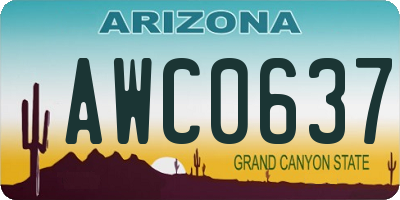 AZ license plate AWC0637