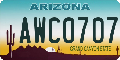 AZ license plate AWC0707