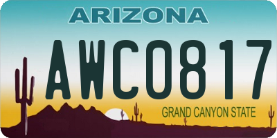 AZ license plate AWC0817