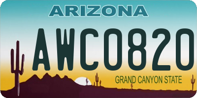 AZ license plate AWC0820