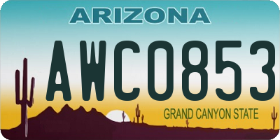 AZ license plate AWC0853