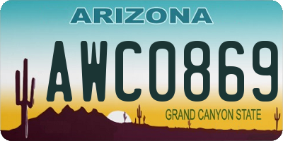 AZ license plate AWC0869