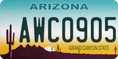 AZ license plate AWC0905