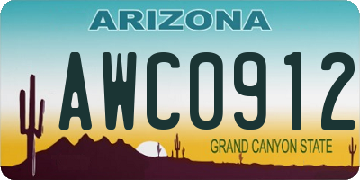 AZ license plate AWC0912