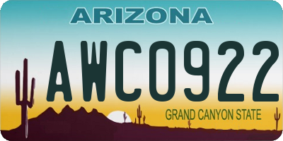 AZ license plate AWC0922