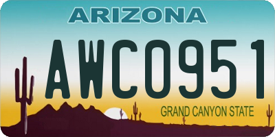 AZ license plate AWC0951