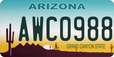 AZ license plate AWC0988