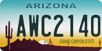 AZ license plate AWC2140